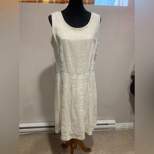 Eggshell 100% Linen Midi Dress by Aldila